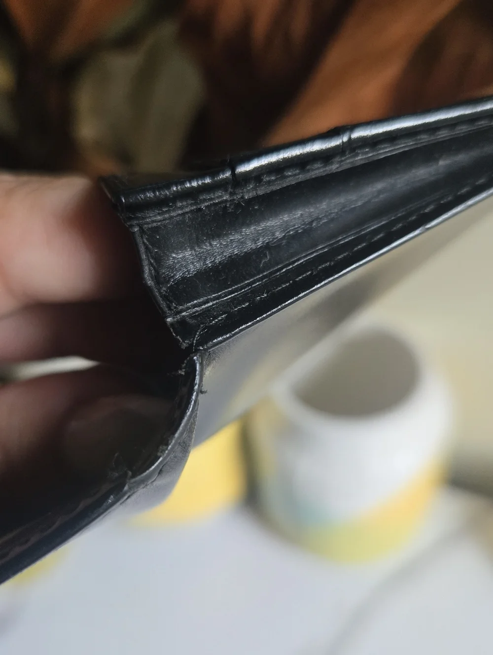 Vintage GUC Cartier Black Leather Slim Bifold Card Wallet